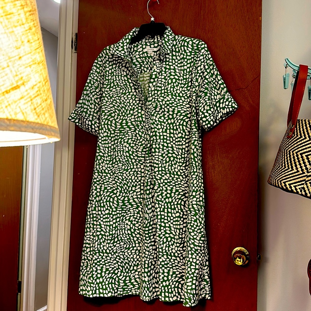 Chico’s poplin popover midi dress. Size 2 (Chico’s). Worn twice. No defects.